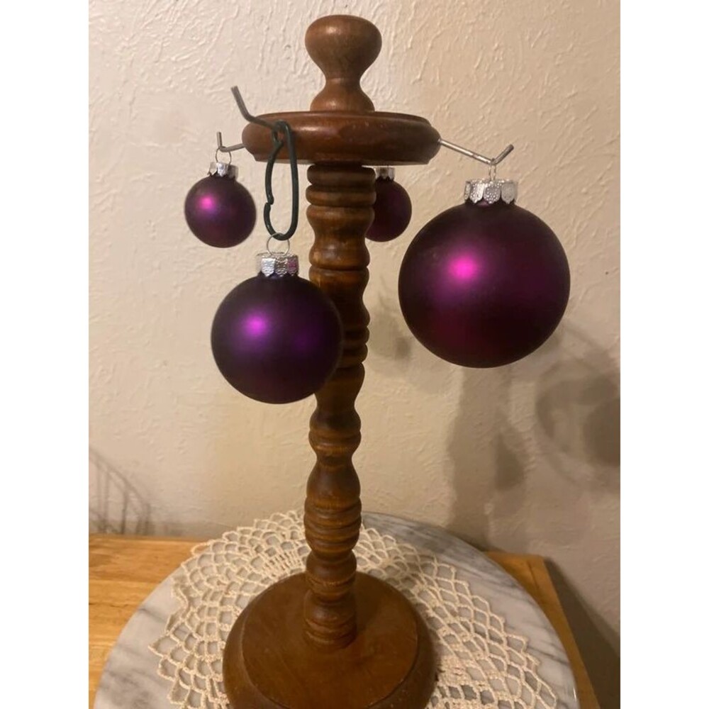 Vintage Matte Plum Purple Glass Christmas Ball Ornaments